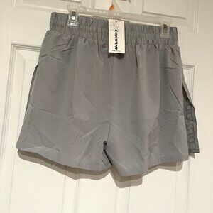NWT LADIES SIZE L COOL RUN GRAY GREY DOUBLE LAYER ELASTIC WAIST SHORTS